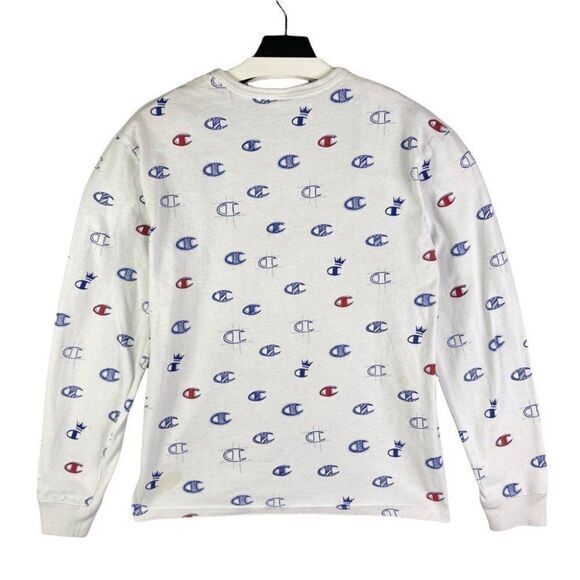 Champion Pajama Shirt‎ Allover Print Mens Sleep Sleepwear Graphic Lounge White M - Picture 2 of 12